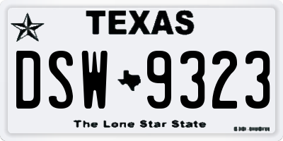TX license plate DSW9323