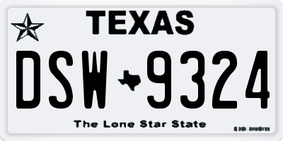 TX license plate DSW9324