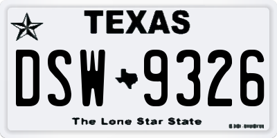 TX license plate DSW9326