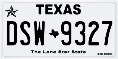 TX license plate DSW9327