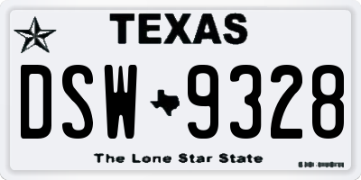 TX license plate DSW9328