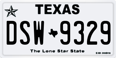 TX license plate DSW9329