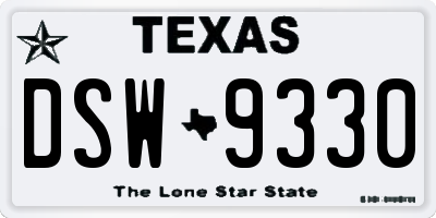 TX license plate DSW9330