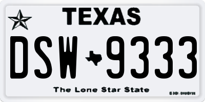 TX license plate DSW9333
