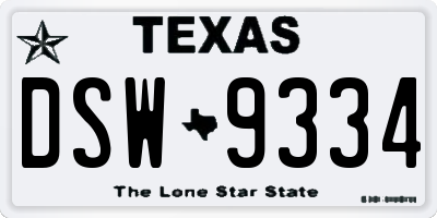 TX license plate DSW9334