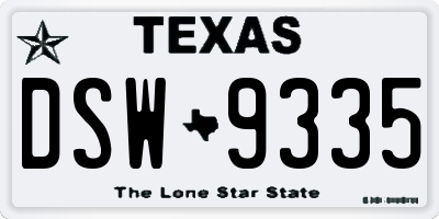 TX license plate DSW9335