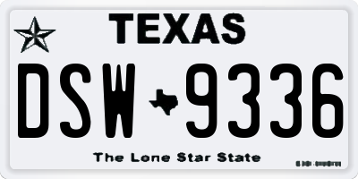 TX license plate DSW9336
