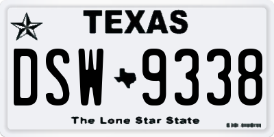 TX license plate DSW9338