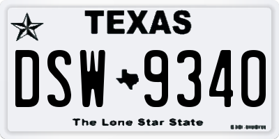 TX license plate DSW9340