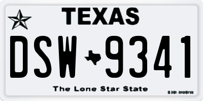 TX license plate DSW9341
