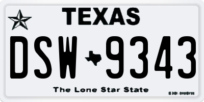TX license plate DSW9343