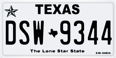 TX license plate DSW9344