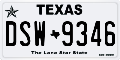 TX license plate DSW9346