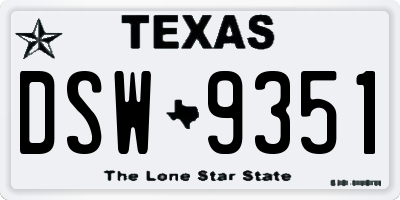 TX license plate DSW9351