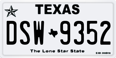 TX license plate DSW9352