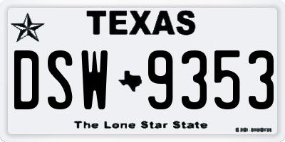 TX license plate DSW9353