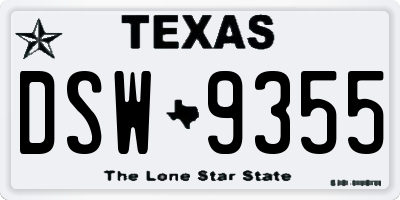 TX license plate DSW9355