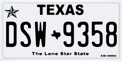 TX license plate DSW9358