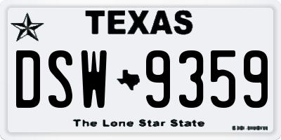 TX license plate DSW9359