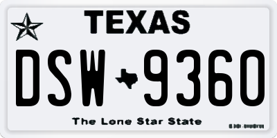 TX license plate DSW9360