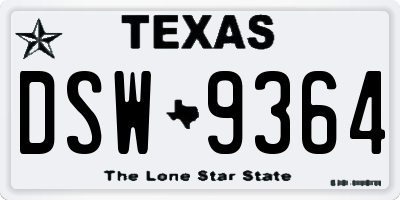 TX license plate DSW9364