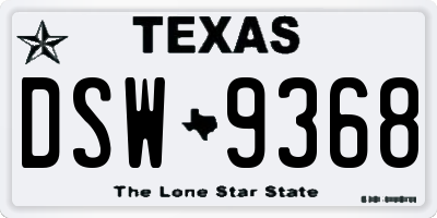 TX license plate DSW9368