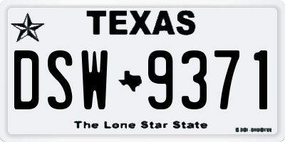 TX license plate DSW9371