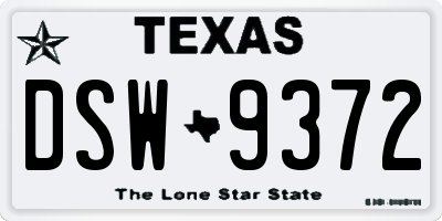 TX license plate DSW9372
