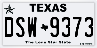 TX license plate DSW9373