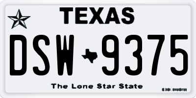TX license plate DSW9375