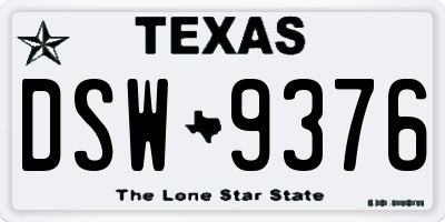 TX license plate DSW9376