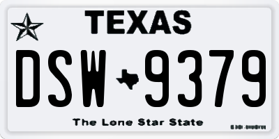 TX license plate DSW9379