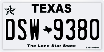 TX license plate DSW9380
