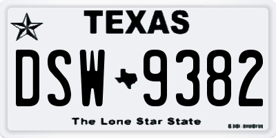 TX license plate DSW9382