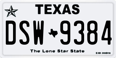 TX license plate DSW9384