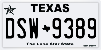 TX license plate DSW9389