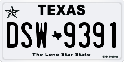 TX license plate DSW9391