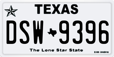 TX license plate DSW9396