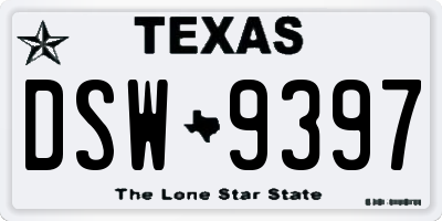 TX license plate DSW9397