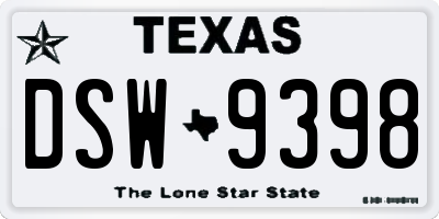 TX license plate DSW9398