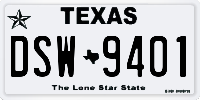 TX license plate DSW9401