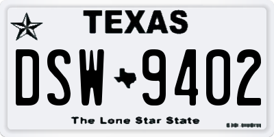 TX license plate DSW9402