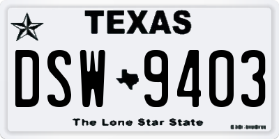 TX license plate DSW9403