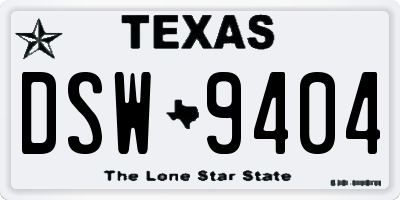 TX license plate DSW9404