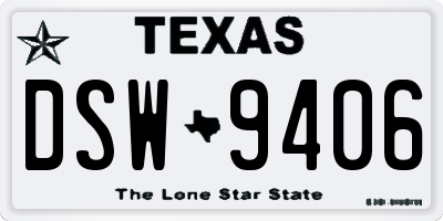 TX license plate DSW9406