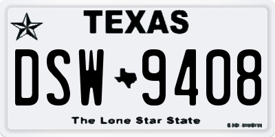 TX license plate DSW9408