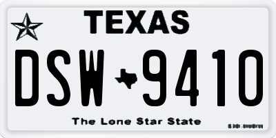 TX license plate DSW9410