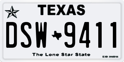 TX license plate DSW9411