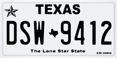 TX license plate DSW9412