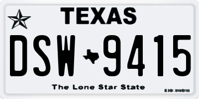 TX license plate DSW9415